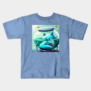 Goldfish Breathe Air and Have a Pet Cat in a Bowl Kids T-Shirt